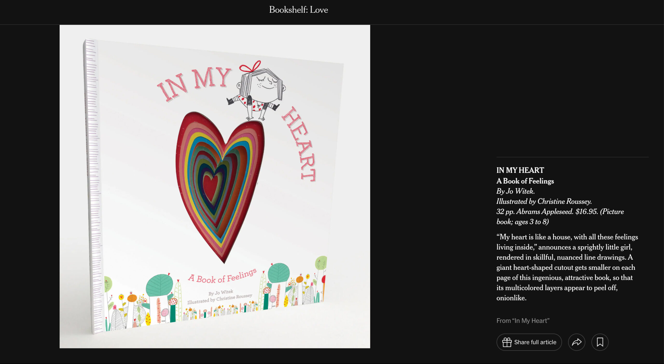 Article New York Times sur In My Heart de Jo WITEK